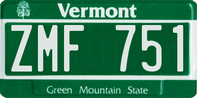 VT license plate ZMF751