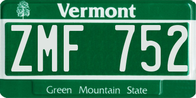 VT license plate ZMF752