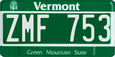VT license plate ZMF753