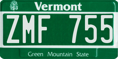 VT license plate ZMF755