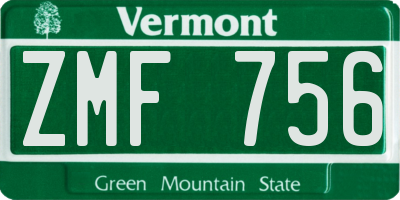 VT license plate ZMF756