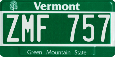 VT license plate ZMF757