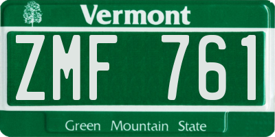 VT license plate ZMF761