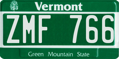 VT license plate ZMF766