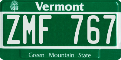 VT license plate ZMF767