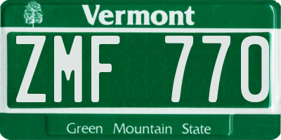VT license plate ZMF770