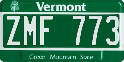 VT license plate ZMF773