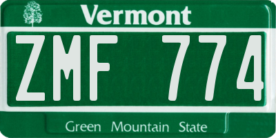 VT license plate ZMF774