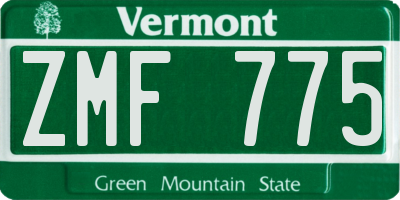 VT license plate ZMF775