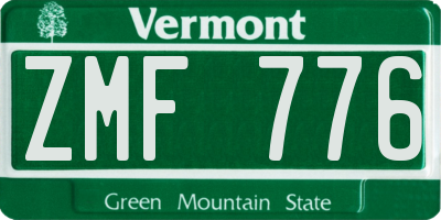 VT license plate ZMF776