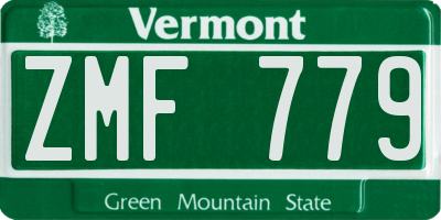 VT license plate ZMF779