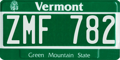 VT license plate ZMF782