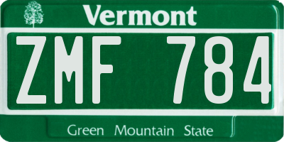 VT license plate ZMF784