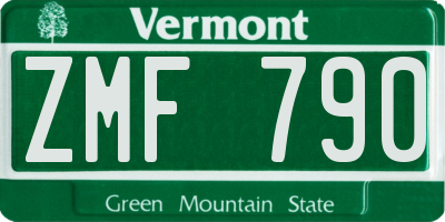 VT license plate ZMF790