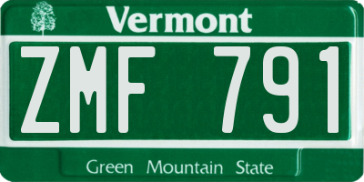 VT license plate ZMF791