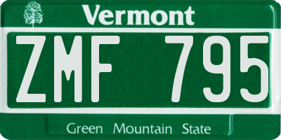 VT license plate ZMF795