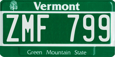 VT license plate ZMF799