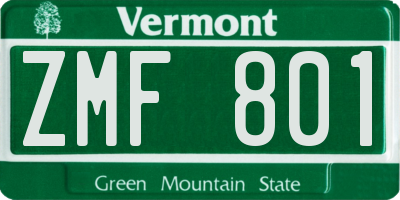 VT license plate ZMF801