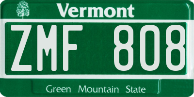 VT license plate ZMF808