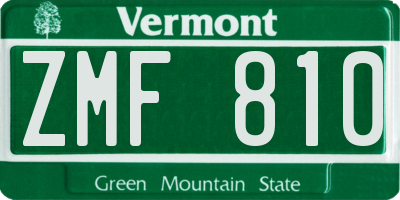 VT license plate ZMF810