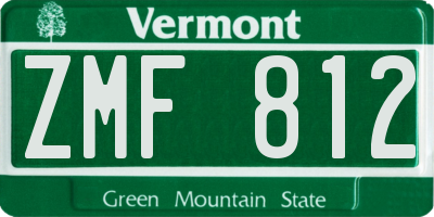 VT license plate ZMF812