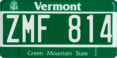 VT license plate ZMF814
