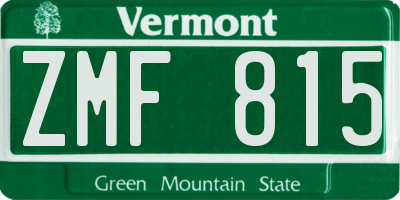 VT license plate ZMF815