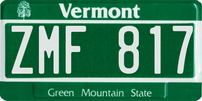 VT license plate ZMF817