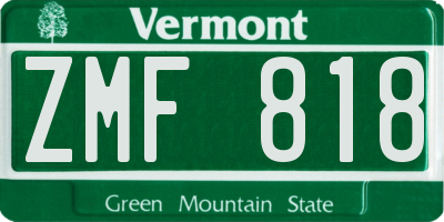 VT license plate ZMF818