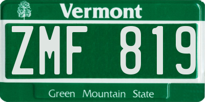 VT license plate ZMF819