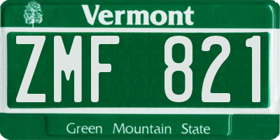VT license plate ZMF821
