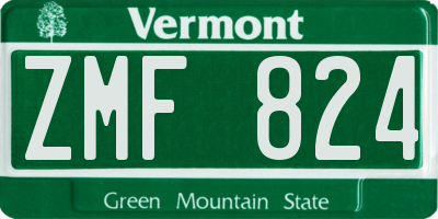 VT license plate ZMF824