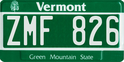 VT license plate ZMF826
