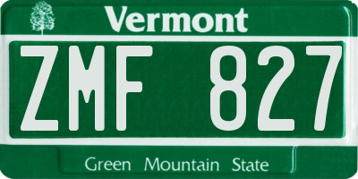 VT license plate ZMF827