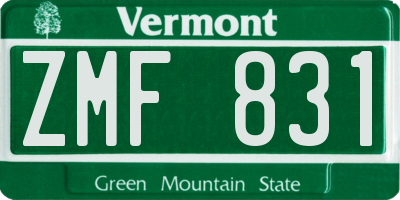 VT license plate ZMF831