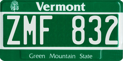 VT license plate ZMF832