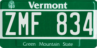 VT license plate ZMF834