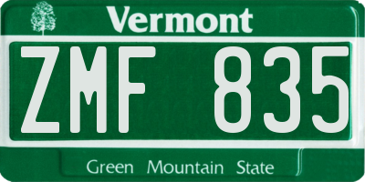 VT license plate ZMF835