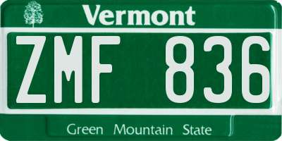 VT license plate ZMF836