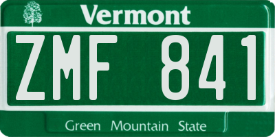 VT license plate ZMF841