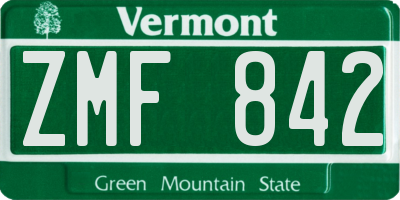 VT license plate ZMF842
