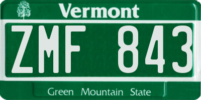 VT license plate ZMF843