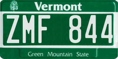 VT license plate ZMF844