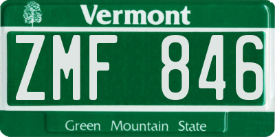 VT license plate ZMF846