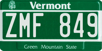 VT license plate ZMF849