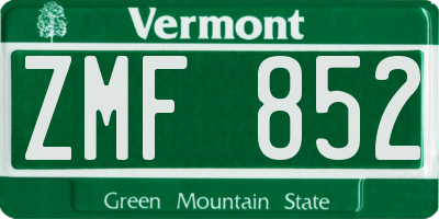 VT license plate ZMF852