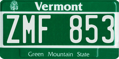 VT license plate ZMF853