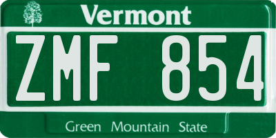 VT license plate ZMF854
