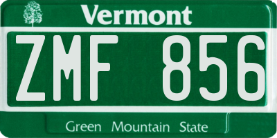 VT license plate ZMF856