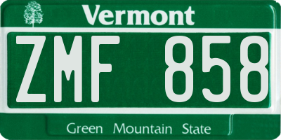 VT license plate ZMF858